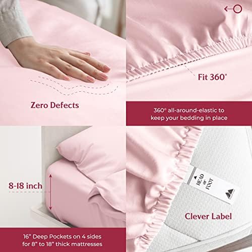 Mayfair Linen Egyptian Cotton Sheets King Size - Luxury 800 Series High Thread Count King Sheets (4 PC, Blush), Soft Cooling 16" Deep Pocket Hotel Quality Bed Sheet Set - Tranquil Collection