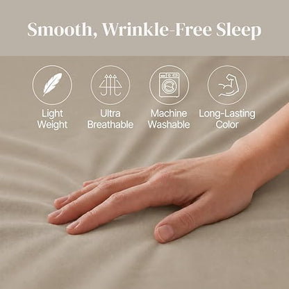 Modern Threads Soft Microfiber Solid Sheets - Luxurious Microfiber Bed Sheets - Includes Flat Sheet, Fitted Sheet with Deep Pockets, & Pillowcases Taupe California King