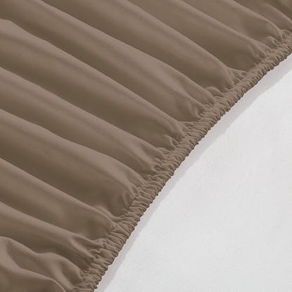 Elegant Comfort 1500 Premium Hotel Quality 18-24 Inches Deep - Extra Deep Pocket Single Fitted Sheet for High Mattress, Luxury and Softest, Smart Pocket - Wrinkle Free, Twin/Twin XL, Taupe