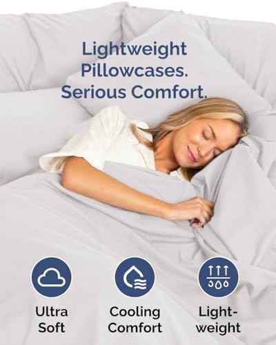 King Standard Pillow Cases Set of 8 - Soft Pillowcase Covers - French Grey