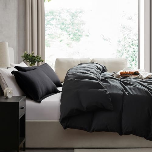 Hearth & Harbor Prewashed California King Duvet Cover Set, Black