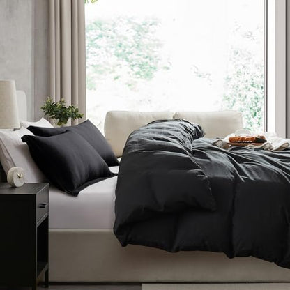 Hearth & Harbor Prewashed California King Duvet Cover Set, Black
