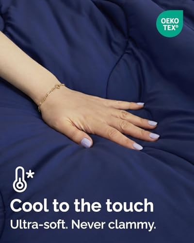 Cooling Comforter Full/Queen Size - Cooling Summer Blanket - 90x90 (Navy)