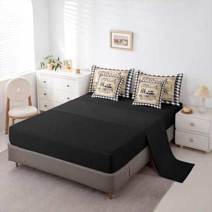 Erosebridal Camper Decorations Comforter Set - 7 Pieces Happy Camping Bedding Sets Twin Bed in A Bag Boho Sun Moon Comforter, Wooden Planks Sheets, Rustic Farmhouse Pillowcases & Throw Pillow Covers