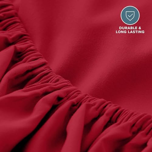 Bare Home King Fitted Sheet - 1800 Ultra-Soft (King, Red)