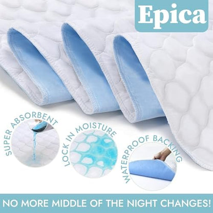 Epica Incontinence Bed Pads Washable Waterproof, 34"x52" (1 Pack), USA Made