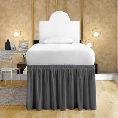 Mattress-Homes Ruffled Dorm Bed Skirt, Twin XL, 54-Inch Drop, Tailored with Split Corners, Dark Grey Dust Ruffle for Lofted College Beds, Twin Extra Long Dorm Bedding Essential