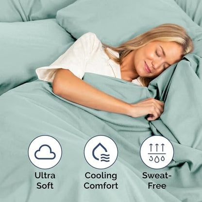 Twin Size 3 Piece Sheet Set - Ultra Soft & Cooling Bed Sheets - Light Teal