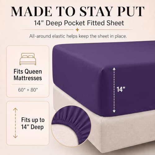 CozyLux Queen Comforter Set Purple, 7 Pieces Bed in a Bag