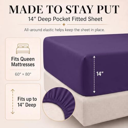 CozyLux Queen Comforter Set Purple, 7 Pieces Bed in a Bag