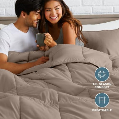 Bare Home Comforter Set - 1800 Ultra Soft (Cal King, Taupe)