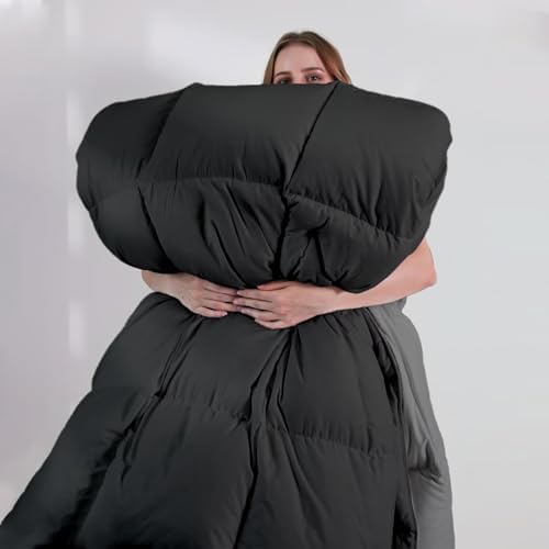 DOWNCOOL Comforter California King Size,Reversible Duvet Insert,Black/Grey