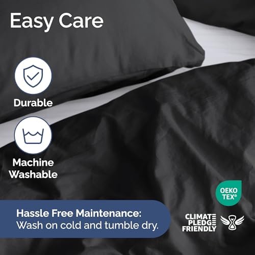 Duvet Cover Full Size - Extra Soft 3 Piece with Zipper Closure - Black