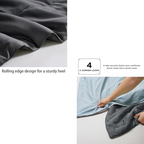 Zaizaihome Bamboo Viscose Comforter Set Queen Size 3 Pieces - Dark Grey
