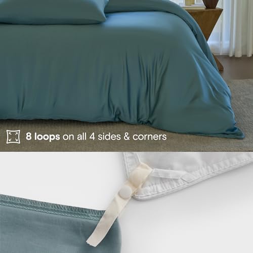DOZ Duvet Cover Set, 100% Viscose derived from Bamboo, Organically Grown, Buttery Soft, Cooling Duvet Covers, High GSM, 1 Duvet Cover and 1 Pillowcase, 70"x90" (Teal, Twin/Twin XL)