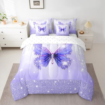 Feelyou Butterfly Comforter Set with Sheets 7 Piece Queen Size Dreamy