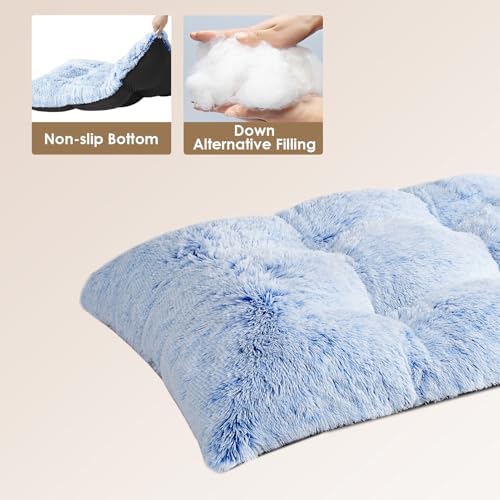EHEYCIGA Fluffy Dog Crate Bed for Small Dogs, Plush Crate Pad, Blue