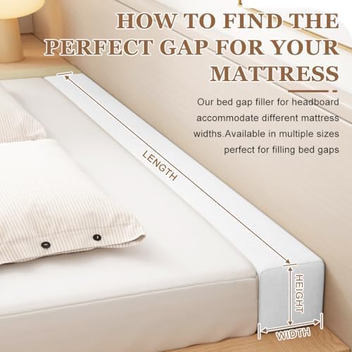 High-Density Bed Crack Filler with Removable Cover, Mattress Extender for Headboard Gap, Spacer Filler Between Mattress and Wall, Bed Wedge Gap Filler, Full Size, Rice-White, 78"x6"x8"