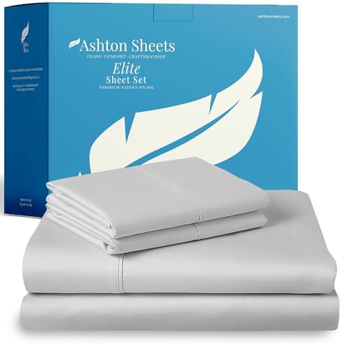 100% Egyptian Cotton Sheet California King Size - 800 Series Elite Collection Cal King Size Bed Sheets Set (4 PC, Silver), Soft, Cooling, 16" Deep Pocket Luxury Hotel Bedsheet
