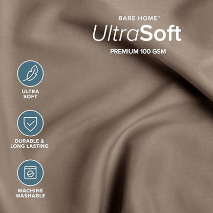 Bare Home Bed-in-A-Bag 5 Piece Comforter & Sheet Set - Twin - Goose Down Alternative - Ultra-Soft 1800 Premium Bed Set (Twin, Taupe/Taupe)
