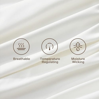 Andency Ivory King Sheets Set 100% Viscose Derived from Bamboo