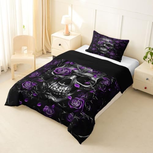 Feelyou Gothic Skull Comforter Set Toddler Size Bedding Set