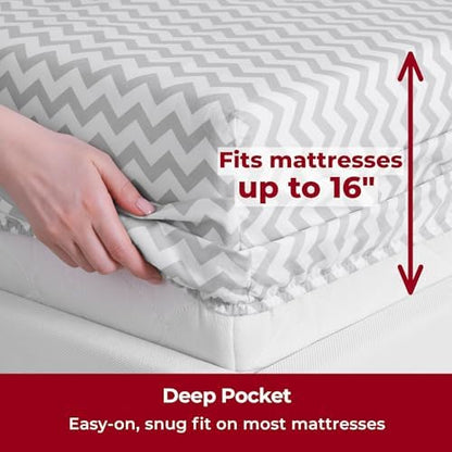 Mellanni Iconic 3-Piece, Ultra Soft Sheet Set (Twin XL, Chevron Gray)