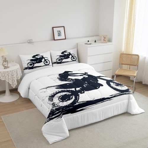 Feelyou Cool Motocross Comforter Set Queen Size Dirt Bike Bedding Set