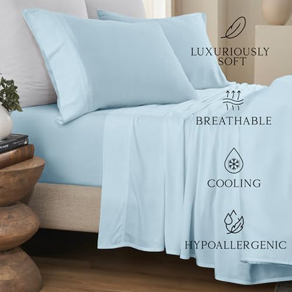 KARISSA MAE 6 Piece Luxury Bamboo Viscose 34" Split Top King Size Sheet Set