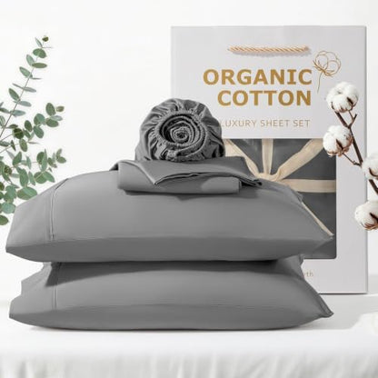 SONORO KATE 600 Thread Count 100% Organic Cotton Queen Size Sheet Set