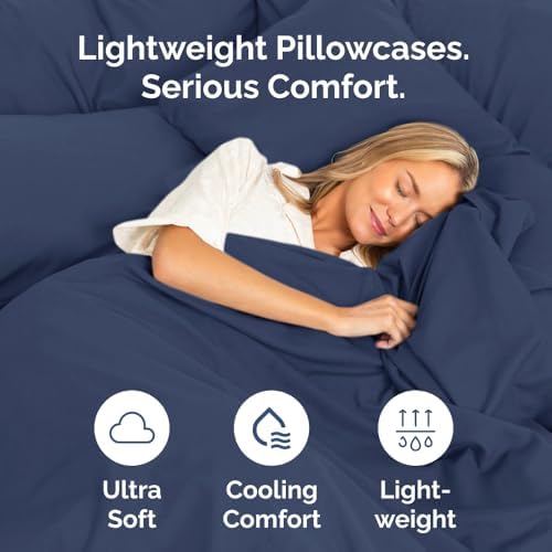 Queen Pillow Cases Set of 8 - Ultra Soft Pillowcase Covers - Navy Blue