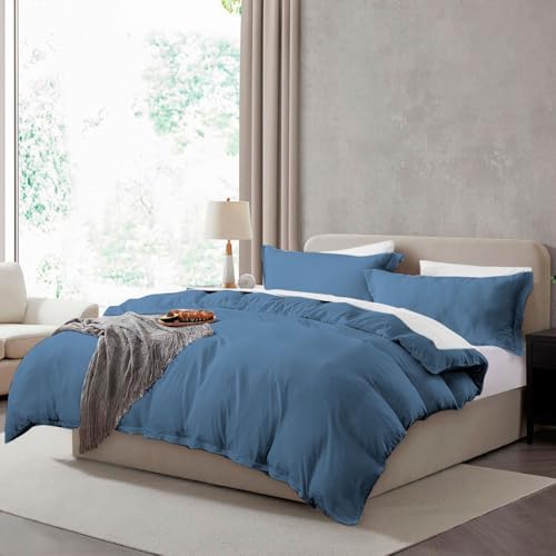 Hearth & Harbor Prewashed Full Duvet Cover Set, Blue Heaven