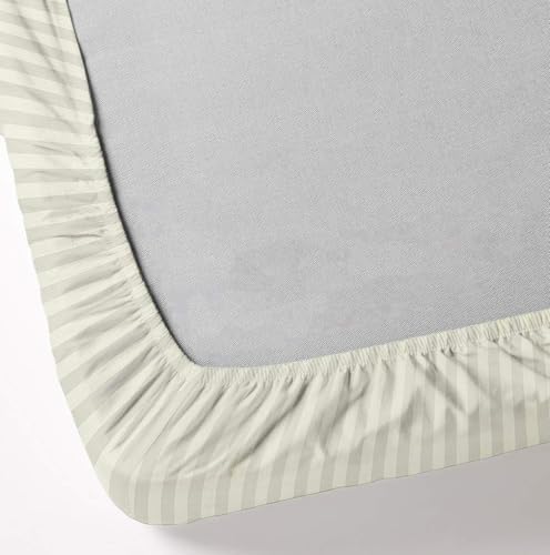 Mattress-Homes 6 Piece Cal-King Sheet Set, Hotel Luxury Collection, 100% Egyptian Cotton, 18 Inch Deep Pocket Fitted Sheet, Soft & Cool, Breathable Bedding with 4 Pillowcases in Ivory Stripe