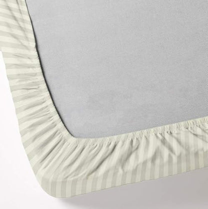 Mattress-Homes 6 Piece Cal-King Sheet Set, Hotel Luxury Collection, 100% Egyptian Cotton, 18 Inch Deep Pocket Fitted Sheet, Soft & Cool, Breathable Bedding with 4 Pillowcases in Ivory Stripe