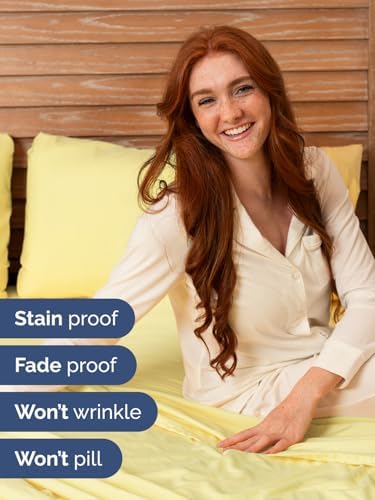 Extra Deep Queen Sheet Set - 4 Piece Breathable & Cooling Sheets - Yellow