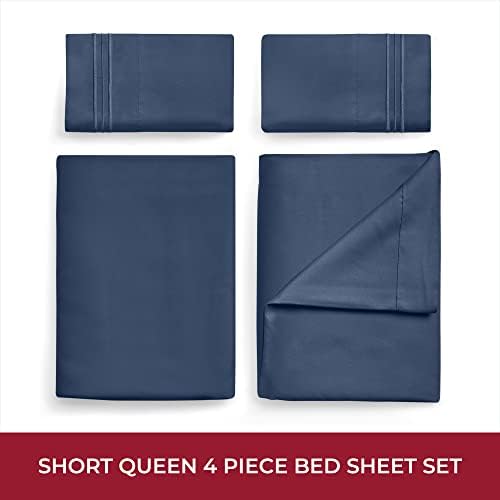 Mellanni Iconic 4-Piece, Ultra Soft Sheet Set (RV/Short Queen, Navy Blue)