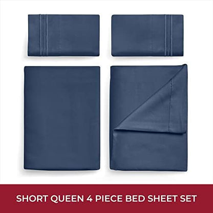 Mellanni Iconic 4-Piece, Ultra Soft Sheet Set (RV/Short Queen, Navy Blue)