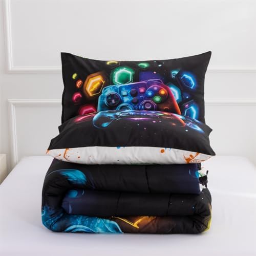 NTBED 3Pcs Queen Gamer Comforter Set for Boys Kids Space Gaming Bedding