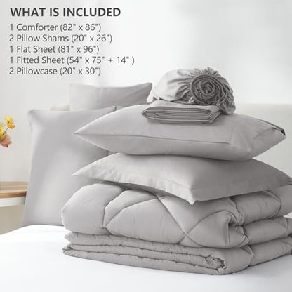 CozyLux Full Comforter Set 82"x86" French Grey - 7 Piece Bed in a Bag