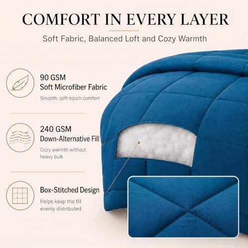 CozyLux King Size Comforter Set Teal - 7 Pieces Bed in a Bag
