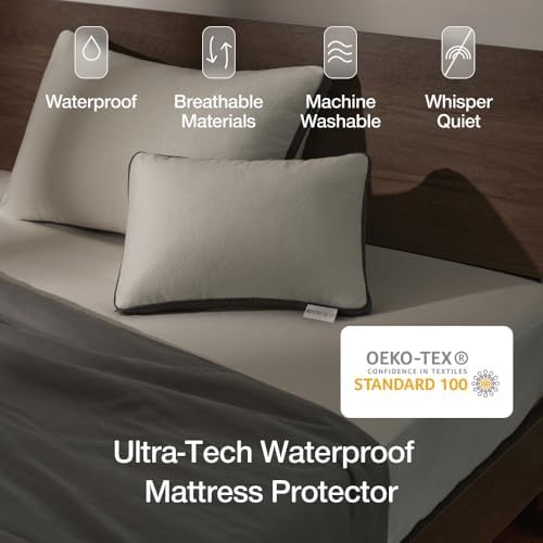 Coop Home Goods Ultra-Tech Waterproof Mattress Protector Cal King, Smooth Top Mattress Pad, Waterproof Cover, Up to 18 Inches Deep, Machine Washable, Noiseless Comfort, Cal King (72x84)