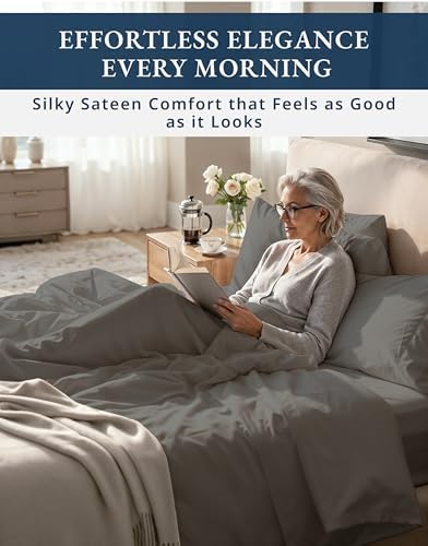 LANE LINEN California King Size Sheets 100% Egyptian Cotton - Charcoal