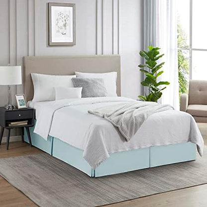Nestl Light Baby Blue Bed Skirt Cal King Size - Cal King Bed Skirt 14 Inch Drop - Brushed Microfiber Bed Skirts - Hotel Quality Pleated Bed Skirt - Shrinkage & Fade Resistant