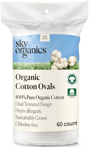 Sky Organics Organic Cotton Dual-Textured Large Pads, Chlorine-Free, 60ct