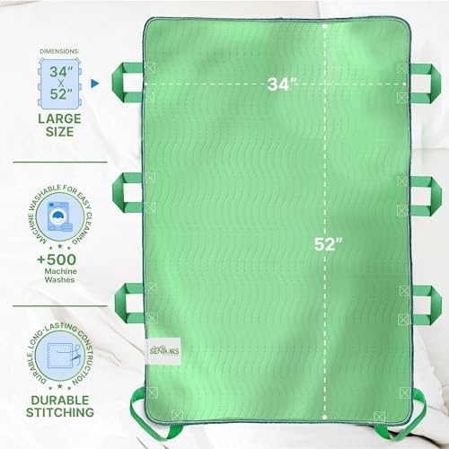 Simply Seniors Absorbent Positioning Bed Pads with 8 Handles 34"x52"- 1Pack