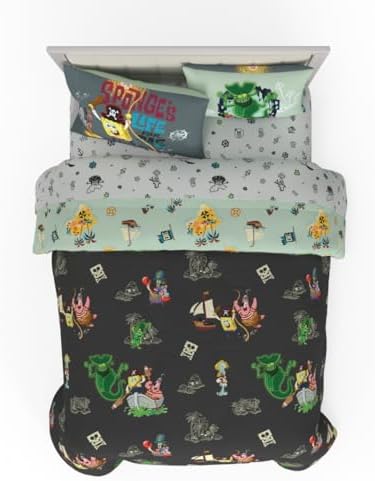 Spongebob Squarepants Movie Kids Full Size Bedding Set with Roblox UGC Reward Included – 7-Piece Super Soft Cozy Reversible Comforter & Sheet Set (Officially Licensed Product) by Franco