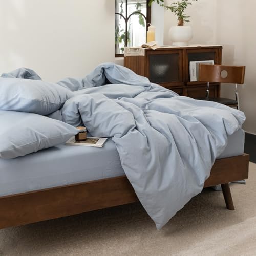 FOSSA Duvet Cover Set 100% Washed Cotton Linen Feel Oversized King Plus
