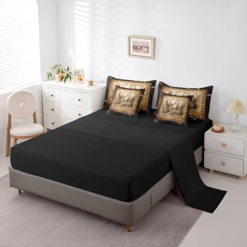 Erosebridal Elk Deer Bedding Set Full Rustic Deer Paw Comforter Set 7 Piece Vintage Farmhouse Cabin Bed in A Bag for Kids Boys Girls Country Lodge Wildlife Quilt with Flat Fitted Sheet