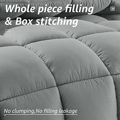 HYLEORY All Season King Size Bed Comforter - Cooling Down Alternative Quilted Duvet Insert with Corner Tabs - Winter Warm - Machine Washable - Light Grey
