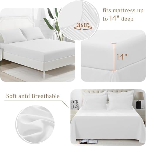JOLLYVOGUE Twin Comforter Set, Ultra-Soft Bed in a Bag Twin Size 5 Pieces, Oeko-TEX Certified Bedding Set with Down Alternative Comforter, Sheets, Pillowcases & Shams, White